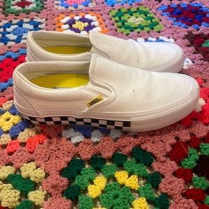 Men size 7 white checkered vans